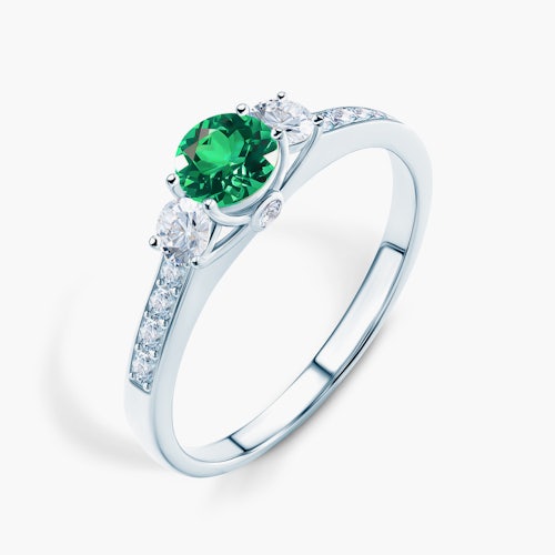 Pierścionek zaręczynowy Dream: białe złoto, szmaragd